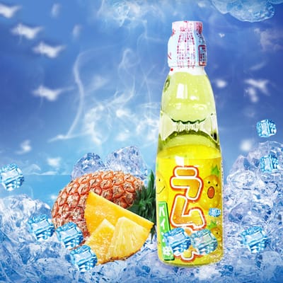 波子汽水菠萝味弹珠果味碳酸饮料日本进口饮料
